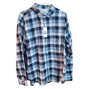 Original Penguin Long Sleeve Dark Sapphire Plaid Shirt, Men’s Size Xl